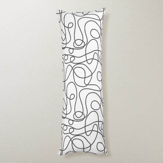Coussins Longs Motif d'art Doodline | Graphite en blanc (Dos (Vertical))