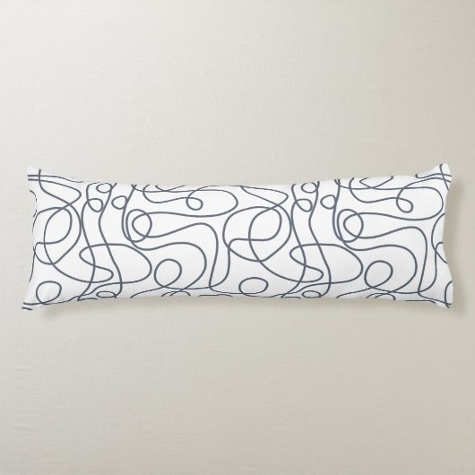 Coussins Longs Motif d'art Doodline | Gris bleu sur blanc (Devant)