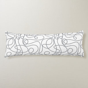 Coussins Longs Motif d'art Doodline   Gris sur blanc