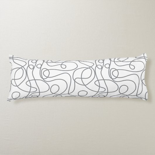 Coussins Longs Motif d'art Doodline | Gris sur blanc (Devant)