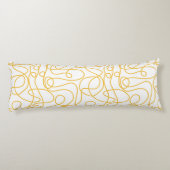 Coussins Longs Motif d'art Doodline | Jaune de moutarde blanc (Dos)
