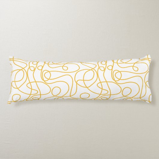 Coussins Longs Motif d'art Doodline | Jaune de moutarde blanc (Devant)