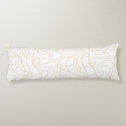 Coussins Longs Motif d'art Doodline | Jaune doux sur blanc (Dos)
