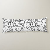 Coussins Longs Motif d'art Doodline | Noir en blanc (Dos)