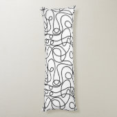 Coussins Longs Motif d'art Doodline | Noir en blanc (Dos (Vertical))
