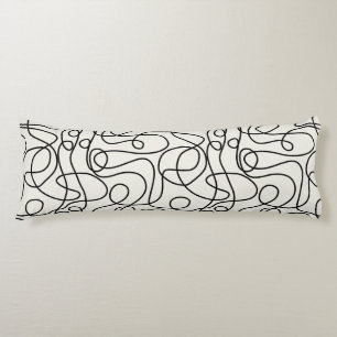 Coussins Longs Motif d'art Doodline   Noir sur crème