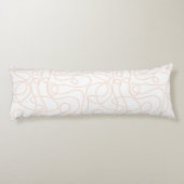 Coussins Longs Motif d'art Doodline | Pêche/abricot en blanc (Dos)