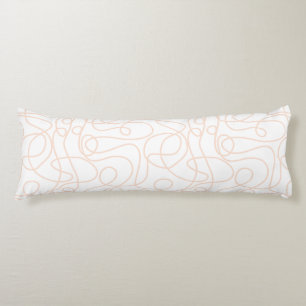 Coussins Longs Motif d'art Doodline   Pêche/abricot en blanc