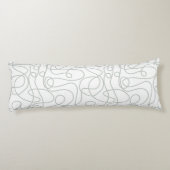 Coussins Longs Motif d'art Doodline | Vert gris clair sur blanc (Dos)