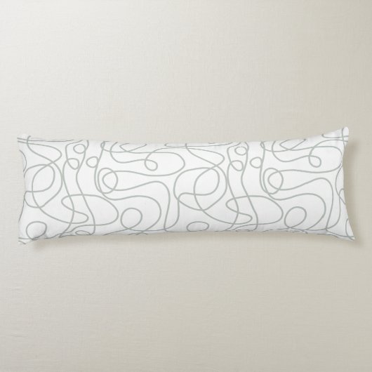 Coussins Longs Motif d'art Doodline | Vert gris clair sur blanc (Dos)