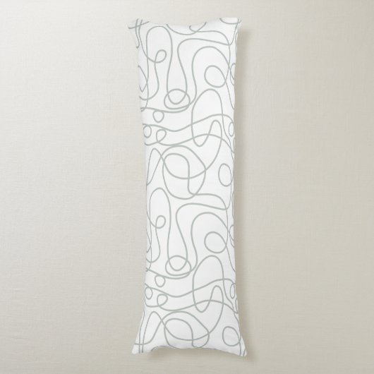 Coussins Longs Motif d'art Doodline | Vert gris clair sur blanc (Devant (Vertical))