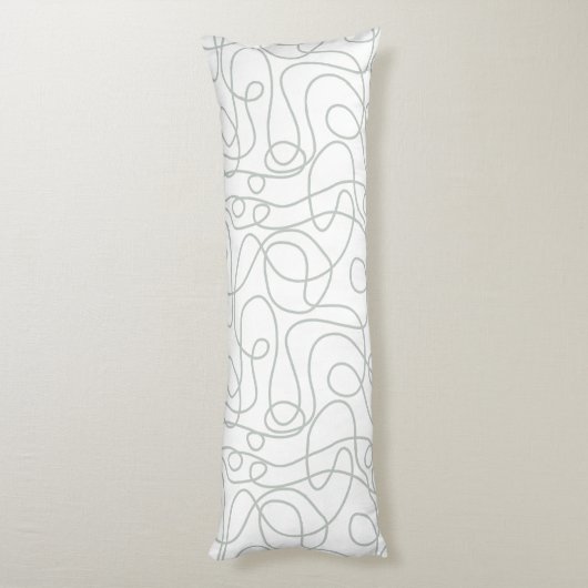 Coussins Longs Motif d'art Doodline | Vert gris clair sur blanc (Dos (Vertical))