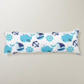 Coussins Longs Motif De Baleines, Beaux Baleines, Baleines Bleues (Dos)