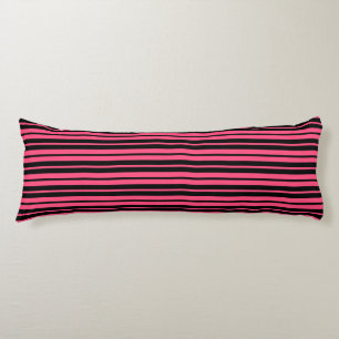 Coussins Longs Motif de bandes verticales en noir rose