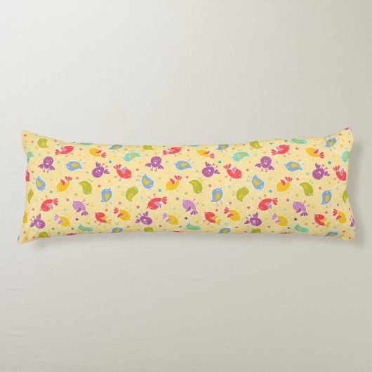 Coussins Longs Motif de bébé avec les oiseaux mignons (Devant)