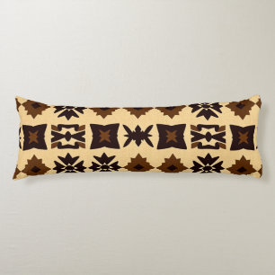 Coussins Longs Motif de bloc tribal des Caraïbes — Brun Terreux