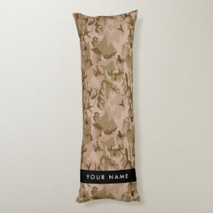 Coussins Longs Motif de camouflage du désert, Votre nom, Personna