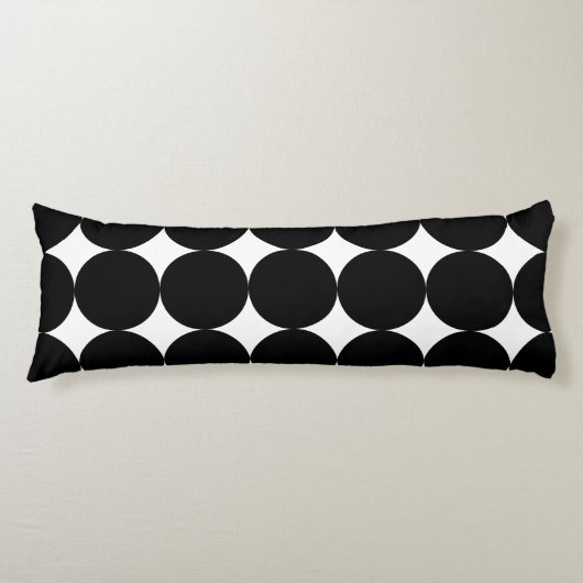 Coussins Longs Motif de cercle géométrique noir blanc rétro (Devant)