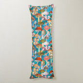 Coussins Longs Motif de champignons turquoise bleu mignon (Dos (Vertical))