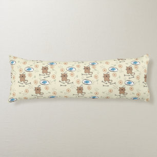 Coussins Longs motif de chat et de poissons