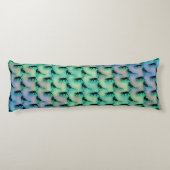 Coussins Longs Motif de chat noir mignon sur bleu vert (Dos)