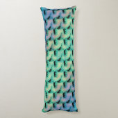 Coussins Longs Motif de chat noir mignon sur bleu vert (Dos (Vertical))
