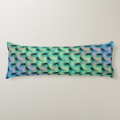 Coussins Longs Motif de chat noir mignon sur bleu vert (Devant)