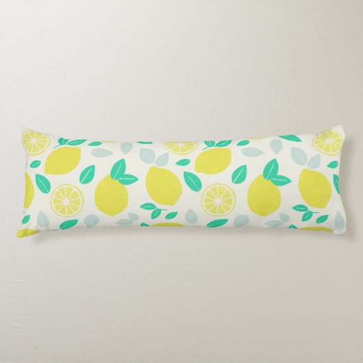 Coussins Longs Motif de citron d'été en crème (Devant)