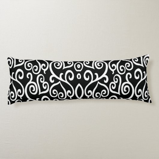Coussins Longs Motif de coeur noir et blanc (Dos)