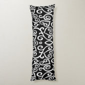 Coussins Longs Motif de coeur noir et blanc (Dos (Vertical))
