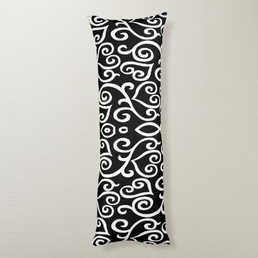 Coussins Longs Motif de coeur noir et blanc (Dos (Vertical))