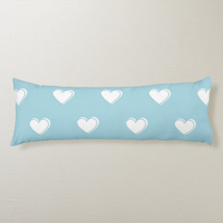 Coussins Longs Motif de cœur simple blanc bleu mignon