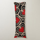 Coussins Longs Motif de coeur simple Noir et Rouge (Devant (Vertical))
