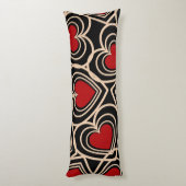 Coussins Longs Motif de coeur simple Noir et Rouge (Dos (Vertical))