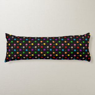 Coussins Longs Motif de conception d'étoiles colorées noir