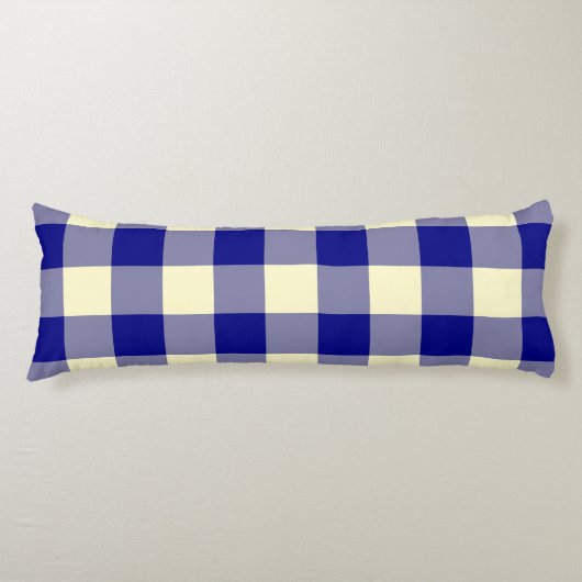 Coussins Longs Motif de contrôle de plaid bleu jaune (Devant)