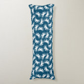 Coussins Longs Motif de crabe sans couture blanc et bleu (Devant (Vertical))