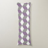 Coussins Longs Motif de cube isométrique violet et gris Crocus (Devant (Vertical))