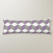 Coussins Longs Motif de cube isométrique violet et gris Crocus (Devant)