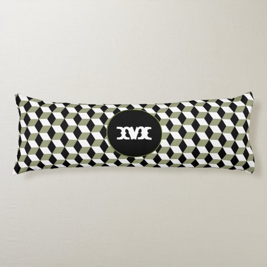 Coussins Longs motif de cubes 3D, noir et blanc (Devant)