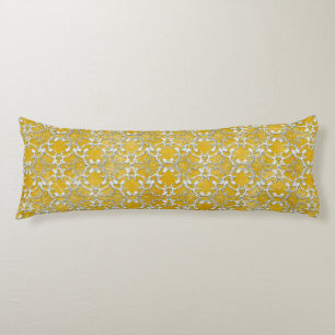 Coussins Longs Motif de danse jaune gris argenté