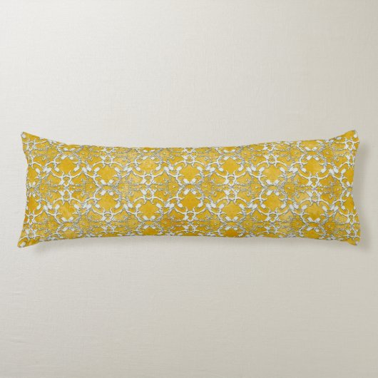 Coussins Longs Motif de danse jaune gris argenté (Devant)