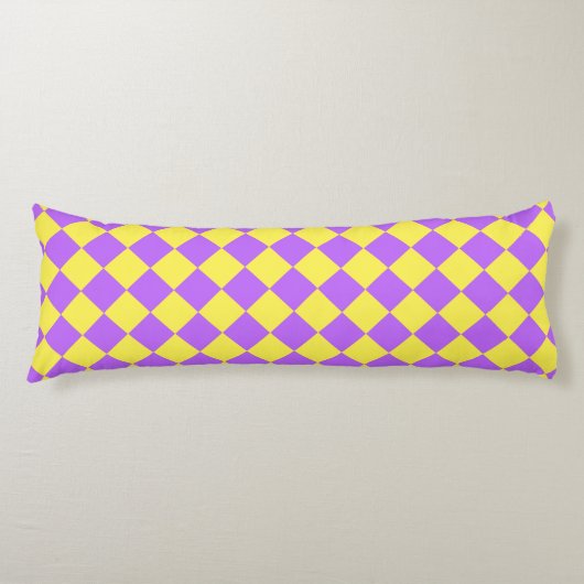 Coussins Longs Motif de diamant jaune pourpre Checker (Devant)