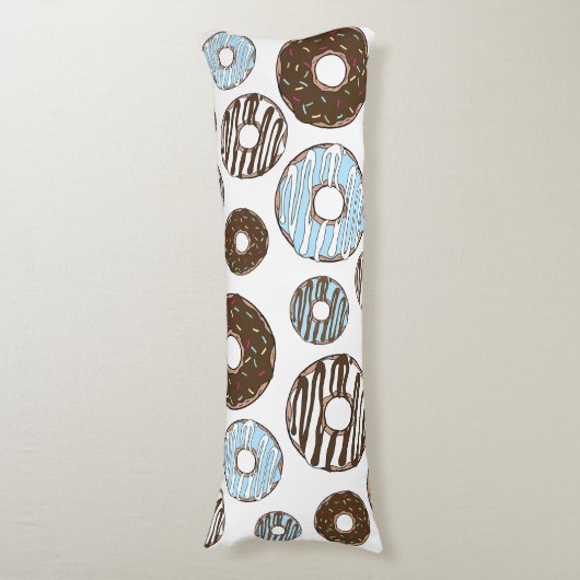 Coussins Longs Motif De Donuts, Donuts Bleus, Donuts Brown (Devant (Vertical))