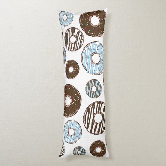 Coussins Longs Motif De Donuts, Donuts Bleus, Donuts Brown (Dos (Vertical))