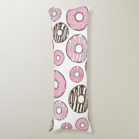 Coussins Longs Motif De Donuts, Donuts Roses, Donuts Blancs (Devant (Vertical))