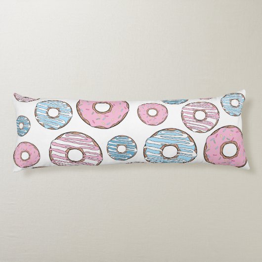 Coussins Longs Motif De Donuts, Donuts Roses, Donuts Bleus (Dos)