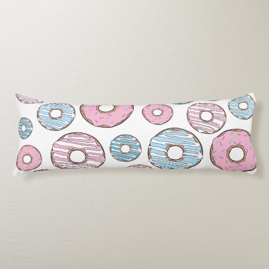 Coussins Longs Motif De Donuts, Donuts Roses, Donuts Bleus (Devant)