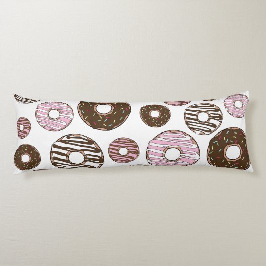 Coussins Longs Motif De Donuts, Donuts Roses, Donuts Brown (Dos)