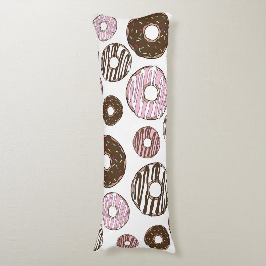 Coussins Longs Motif De Donuts, Donuts Roses, Donuts Brown (Devant (Vertical))
